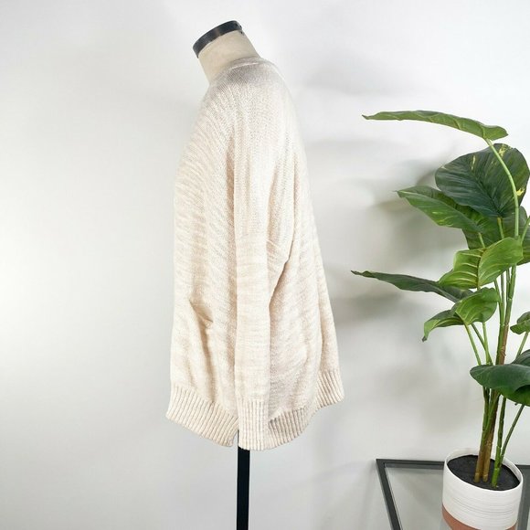 Anthropologie Womens Open Front Dolman Cardigan Sweater Small Cream V Back Neck - Picture 4 of 9
